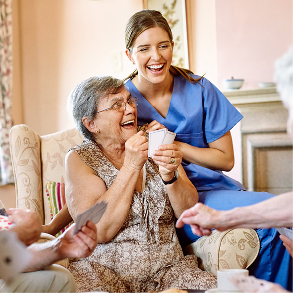 Bild Tagespflege - Oma mit pflegerin